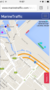 The AIS information displaying the vessel with our car being moored by two pilot boats.