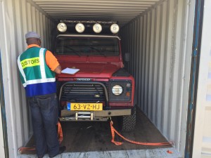 Our car in the container right after opening it in Cape Town.