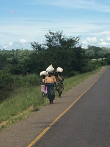 It's mostly women carrying stuff along the roads.