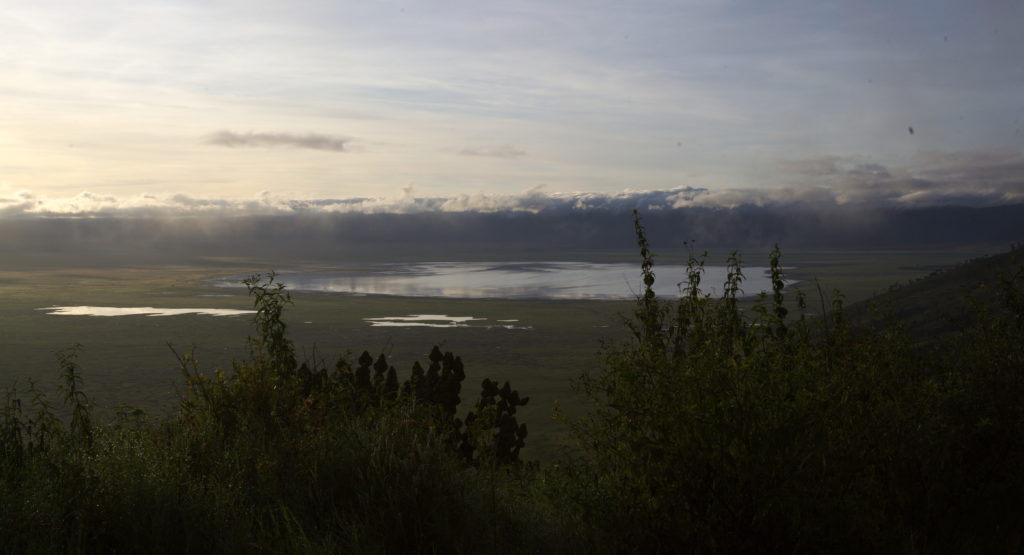 Just over the rim, looking down into the crater.