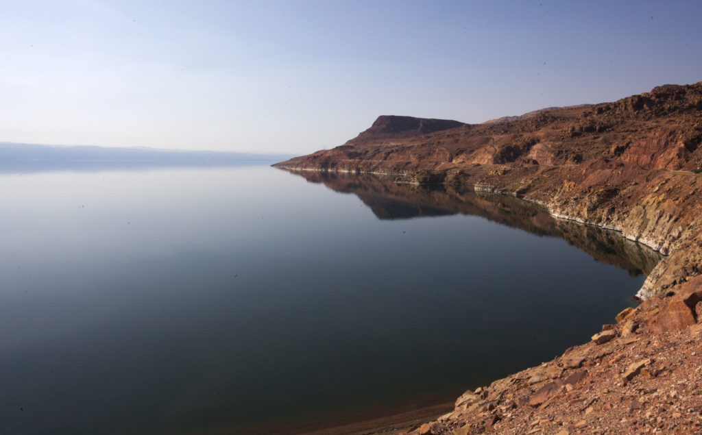 With hardly any wind, the Dead Sea displays a beautiful image.