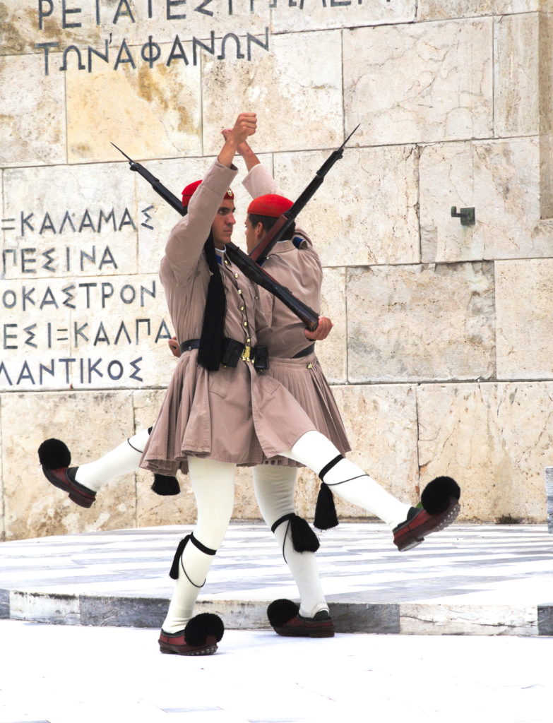 Guards in front of the presidential palace in Athens.